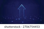 Futuristic digital arrow made of microchip circuits symbolizing global technology growth innovation