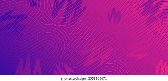 Futuristic digital art featuring a mesmerizing blend of geometric patterns and gradients. Abstract background of pink and purple.