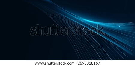 Futuristic digital blue glowing line technology wth innovation and connection network background for tech event poster or presentation product business