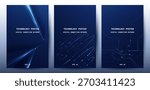 Futuristic digital blue line technology poster set, glowing lines innovation and connection network background for tech event poster or presentation product business