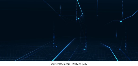 Futuristic digital blue line technology background, glowing lines innovation and connection network background for tech event poster or presentation product business