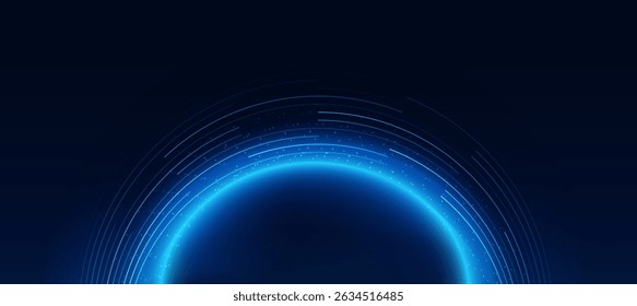 Futuristic digital blue line technology with connection network background for tech event poster or presentation business