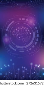 Futuristic digital brain interface with glowing neural connections and circuit board elements, representing artificial intelligence, machine learning, and advanced technology.