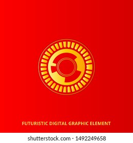 futuristic digital circle element of modern technology, luxury gold template, future background, can be used for emblem, logo, banner, background. vector.