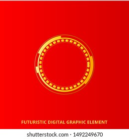 futuristic digital circle element of modern technology, luxury gold template, future background, can be used for emblem, logo, banner, background. vector.