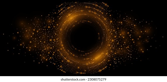 Futuristic digital circles of glowing particles. Neural network concept. Big data decay into cyberspace. Vector illustration. EPS 10.