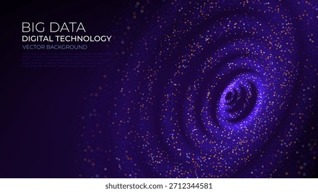Futuristische digitale Klangkreise. Futuristische Kreiswellen oder Linien, die durch Cluster von Kreispartikeln gebildet werden. Visualisierung von Big Data oder Cyberspace. Vektorgrafik.