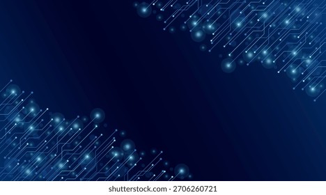 Tablero de circuito digital futurista en Vector de fondo de Tecnología de alta tecnología azul oscuro