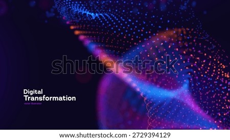 Futuristic Digital Data Visualization With Glowing Particle Wave And Technology Concept For AI, Network, And Innovation. Digital Connections. Vector Illustration.