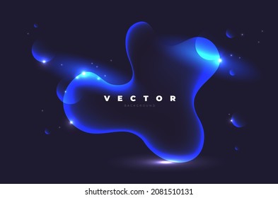 Futuristic digital design with neon glowing drop and brilliance on the black background