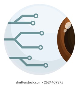 Futuristic digital eye concept icon with cybernetic circuit technology and artificial intelligence illustration vector design for modern security and surveillance interface networking