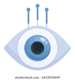 Ilustración futurista de tecnología de vigilancia ocular digital con concepto abstracto de protección de datos cibernéticos y visión de inteligencia artificial en Diseño gráfico de Vector azul para monitoreo en línea y priva