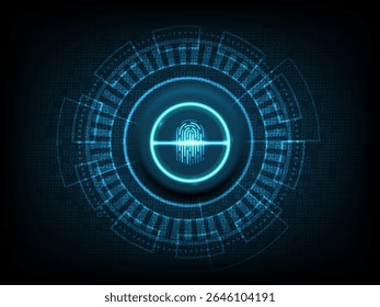 Futuristic digital fingerprint scanner interface
