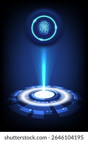 Futuristic digital fingerprint scanner interface