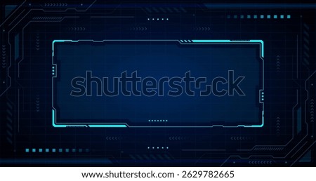 Futuristic digital frame with glowing neon lines, technology background with circuits and abstract elements. Perfect for tech, communication and futuristic concepts.
