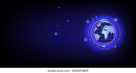 A Futuristic digital globe blue abstract innovation modern with circuit background, This content was created using vector drawing tools and software, not generated by AI