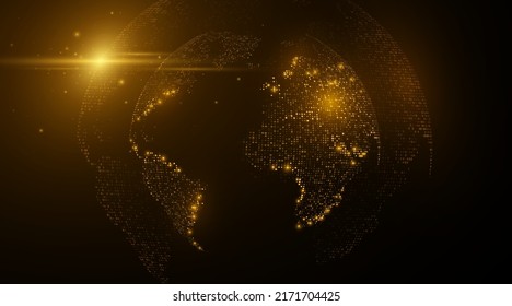 Futuristic digital globe world. Planet earth hologram. Modern cover. Background for your scientific or technological design. Vector illustration. EPS 10