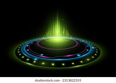 Futuristic digital glowing HUD circle with light effect. Sci-fi element for your design. Vector illustration. EPS 10.