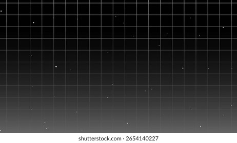 Futuristic Digital Grid Background with Starry Sky Effect, Black to Gray Gradient Technology Wallpaper, Abstract Sci-Fi Grid Pattern for Virtual Reality, Data, or Space-Themed Designs