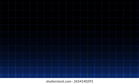 Futuristic Digital Grid Background with Starry Sky Effect, Black to Blue Gradient Technology Wallpaper, Abstract Sci-Fi Grid Pattern for Virtual Reality, Data, or Space-Themed Designs