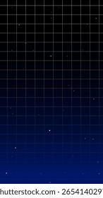 Futuristic Digital Grid Background with Starry Sky Effect, Black to Blue Gradient Technology Wallpaper, Abstract Sci-Fi Grid Pattern for Virtual Reality, Data, or Space-Themed Designs
