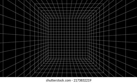 Futuristic Digital Grid Box Whiteblack Background Stock Vector (Royalty ...