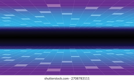 Futuristic Digital Grid Horizon with Blue and Purple Toned Backgrounds