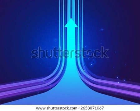 Futuristic Digital Growth up Arrow Moving Success advanced technology Analysis and blue light effect vector design concept. Abstract digital Arrow for AI Technology, ui, website, financial tech, data.