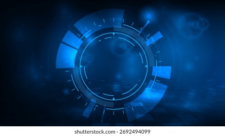 Tecnologia abstrata de HUD digital futurista com perspectiva de visão quadrada padrão fundo
