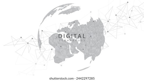 Futuristic digital innovation background for connection global. World image on white background. Connection technology for business. 3D vector illustration. 