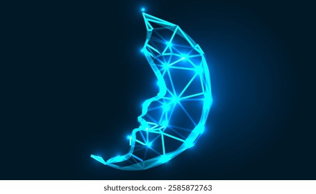 Futuristic Digital Mesh and Traditional Celebrations: A Fusion of Technology, Abstract Wireframe Designs, Cultural Symbols, and Festive Arabic Ornamentation