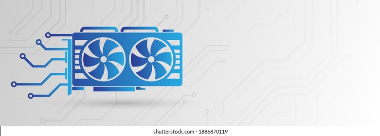 Futuristic digital money. Web banner of digital currency. Cryptocurrency mining concept. Digital vector with video card and circuit board technology illustration. 