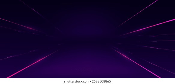 Futuristic digital neon motion lines technology background, glowing pink lines innovation for tech event poster or presentation business