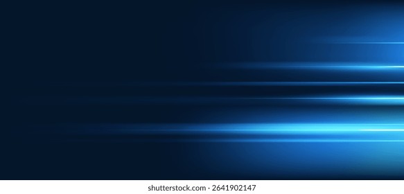 Futuristic digital neon motion lines technology background. glowing blue lines. innovation background for tech event poster or presentation business