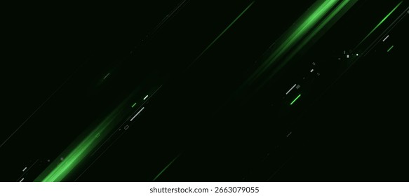 Fundo de tecnologia de linhas de movimento de neon digital futurista. linhas verdes brilhantes. fundo de inovação para poster de evento tecnológico ou negócio de apresentação