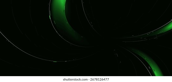 Fundo de tecnologia de linhas de movimento de neon digital futurista. linhas verdes brilhantes. fundo de inovação para poster de evento tecnológico ou negócio de apresentação	