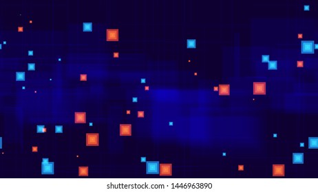 Futuristic Digital Neon Seamless Background. Bright Artificial Intelligence Concept. Minimal Neon Poster Pattern. Internet Communication Background.