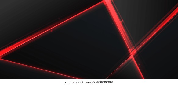 Futuristic digital neon technology background, glowing lines red with black innovation for tech event poster or presentation business