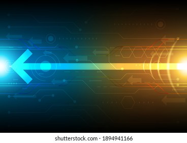 Futuristic digital network communication concept, arrow line abstract technology background.