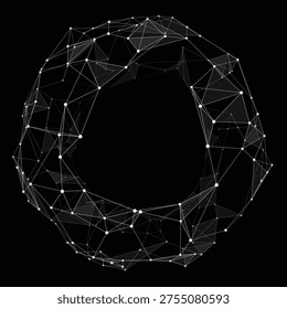 Futuristic Digital Network Sphere with Polygonal Connections and Nodes Vector Illustration