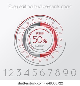 Futuristic digital percentage easy editing scale. Infographics element. Vector illustration.