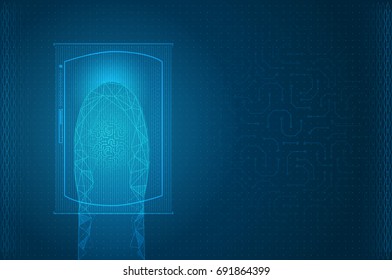 Futuristic digital processing of fingerprint scanner, Interface technology future background