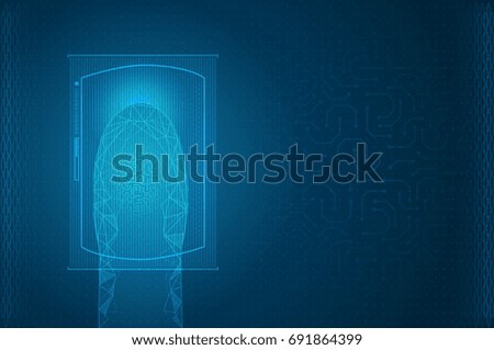 Futuristic digital processing of fingerprint scanner, Interface technology future background