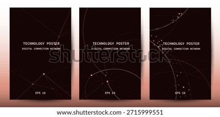 Futuristic digital red line technology poster set, glowing lines innovation and connection network background for tech event poster or presentation product business