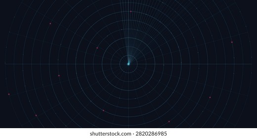 Futuristic Digital Sonar Radar Screen Interface with Glowing Red Target Blips Background