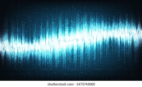 Futuristic Digital Sound Wave on Light Blue Background,technology and earthquake wave diagram concept,design for music studio and science,Vector Illustration.