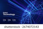 Futuristic Digital Technology Background with Glowing 3D Data Circles. Artificial Intelligence AI Network Connections. Abstract Cyber Tech Design Big Data Concept. Vector Illustration.