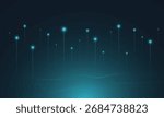 Futuristic Digital Technology Background with Glowing Data Streams Going Up on Digital Landscape Vector Illustration