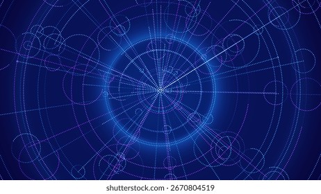 Futuristic Digital Technology Background with Glowing 3D Data Circles. Artificial Intelligence AI Network Connections. Abstract Cyber Tech Design Big Data Concept. Vector Illustration.