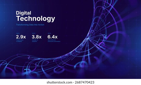 Futuristic Digital Technology Background with Glowing 3D Data Circles. Artificial Intelligence AI Network Connections. Abstract Cyber Tech Design Big Data Concept. Vector Illustration.